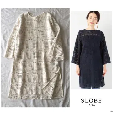 슬로브 이에나 [세탁 가능] 두께 케미컬 전체 레이스 튜닉 블라우스