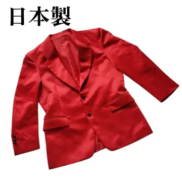 일본제 테일러드 자켓 빨간색 결혼식 2차 모임 폴리에스테르 2 버튼
