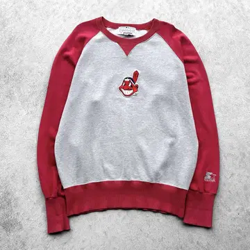 구제 의류 90s STARTER MLB 인디언스 자수 로고 맨투맨