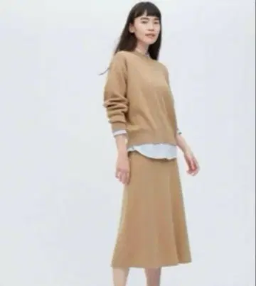 유니클로 UNIQLO 스무스 코튼 스웨터 스커트 셋업 블랙