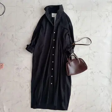 틱카 스퀘어 빅 롱 셔츠 원피스