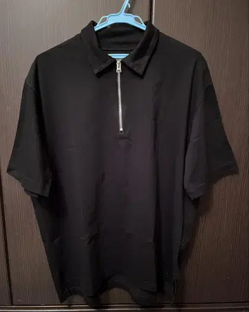 sacai 하프 지퍼 피케 셔츠 블랙