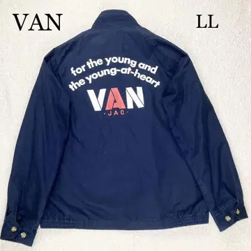 [레어 XL] VAN 스윙탑 블루종 네이비 안감 체크 백 로고