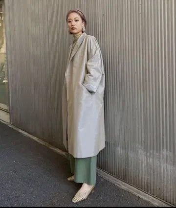 오버 샴브레이 재킷 코트