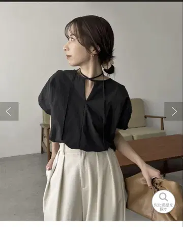 capricieux le'mage 블랙 리본 포함 벌룬 소매 셔츠