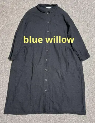 blue willow 블랙 그레이 작은 옷깃 개더 루즈핏 원피스