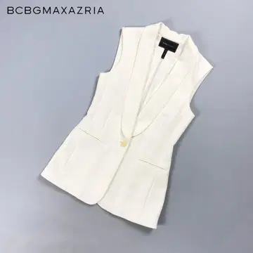 BCBG 맥스아즈리아 백 지퍼 디자인 베스트 화이트 XXS*GD1092