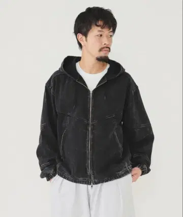 BEAMS 페이드 지퍼 블루종 블랙 M 사이즈