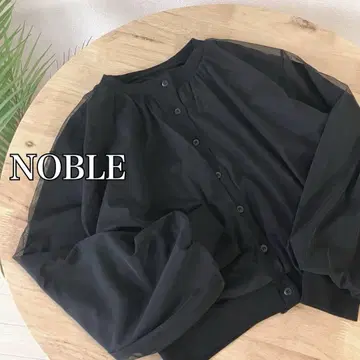 [ 2023AW ] NOBLE 튤 레이어드 가디건 시어 블루종