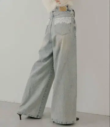 chico 포켓 레이스 와이드 데님