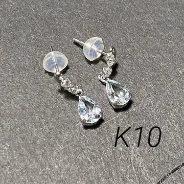 K10 아쿠아 마린 드롭 귀걸이