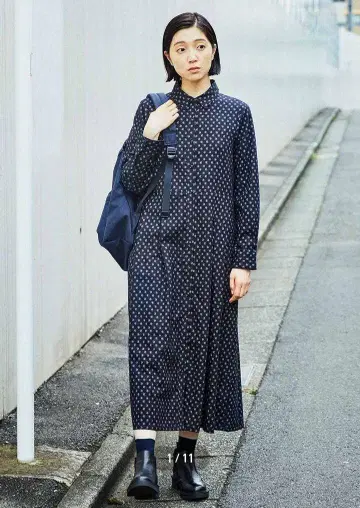 THREE FIFTY STANDARD 페이즐리 무늬 셔츠 원피스 L