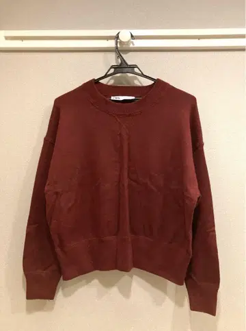 ZARA 무지 니트 스웨트 셔츠 버건디 S
