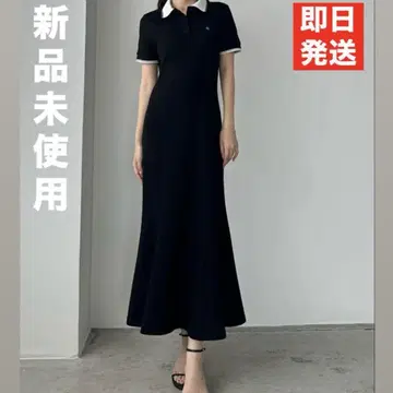 [택 포함 미사용 새상품] Louere 폴로 원피스 머메이드 라인 블랙