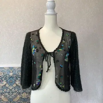 TOKUKO 1er VOL 자수 가디건 꽃 시어 소재 시스루