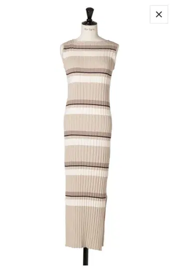 Cotton Striped Ribbed Knit Dress