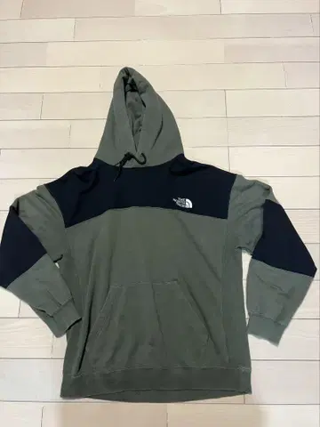 The North Face 후드 부착 후드티 올리브 그린/네이비