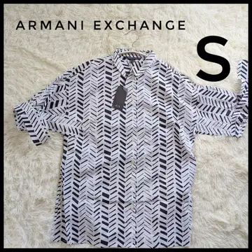 Armani Exchange 기하학 패턴 헤링본 디자인 반팔 셔츠 S