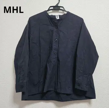 MHL 코튼 긴팔 풀오버 셔츠 네이비