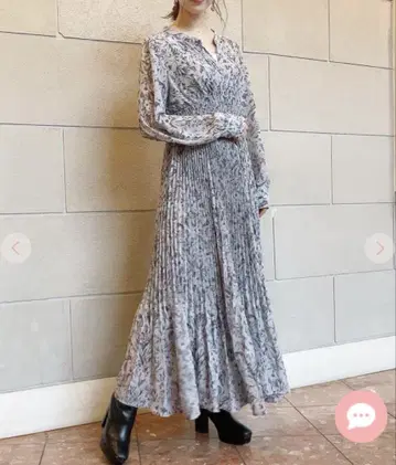 미사용 새상품 코코딜 드로잉 아트 플라워 원피스 그레이 S