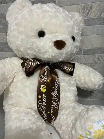 화이트 곰 봉제 인형 리본 포함 빅