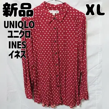 새상품 미사용 유니클로 이네스 도트 레이온 블라우스 XL 레드