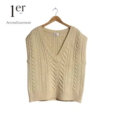 새상품급 1er arrondissement V넥 케이블 니트 베스트