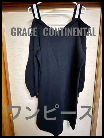 GRACE CONTINENTAL 블랙 원피스 오프숄더