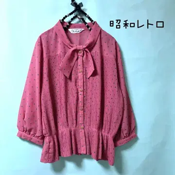 [일기일회] 핑크 도트 무늬 반소매 블라우스