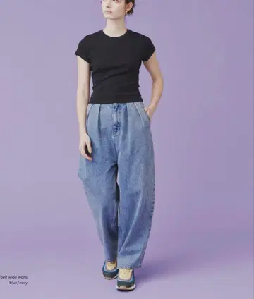 i'm in 츠지모토 마이 / 백 벨트 와이드 청바지