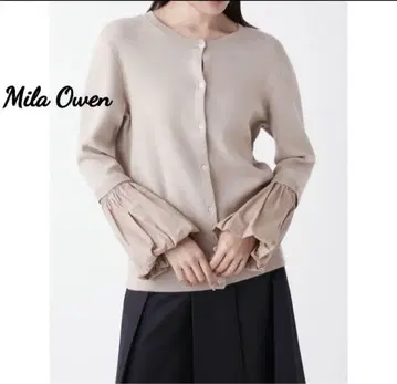 Mila Owen 캐시미어 혼방 소매 벌룬 커프스 니트 가디건 S