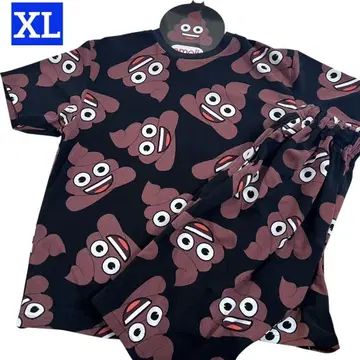 emoji 운치군 운코군 파일 상하의 세트 XL 올 패턴 브라운