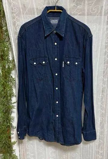 90s 할리우드 런치 마켓 블루블루 데님 웨스턴 셔츠 L 사이즈