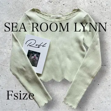 컨디션 최상 SEA ROOM LYNN 리브 니트 스캘럽 숏 상의