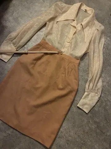 vintage 살몬 핑크 타이트 스커트 잔티크 cyanorfeo