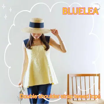 bluelea 더블 숄더 스트랩 트위드 탑