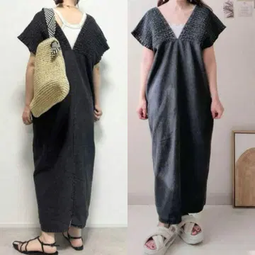 시마무라 셔링 데님 원피스 addCOLOR L 사이즈 블랙