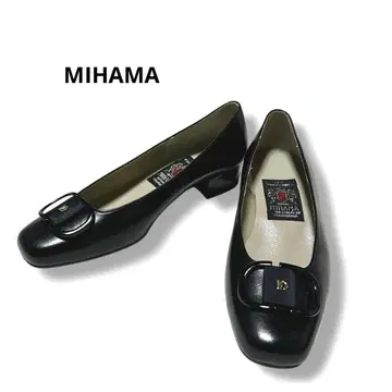 [ 미사용 ] MIHAMA 펌프스 가죽 블랙 힐 23cm