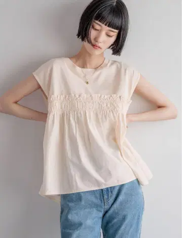 [ 완판템 ] LOWRYS FARM 피그먼트 절개 튜닉 SS 아이보리