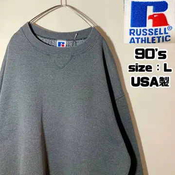 90s 러셀 맨투맨 무지 블랭크 크롭 USA제 L