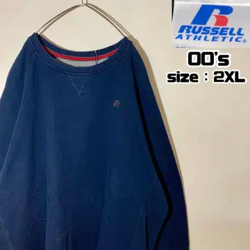 00s RUSSELL 러셀 맨투맨 무지 블랭크 자수 로고 네이비 컬러