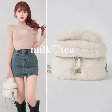 택 포함 새상품 다리치 인조 모피 숄더 미니백 화이트