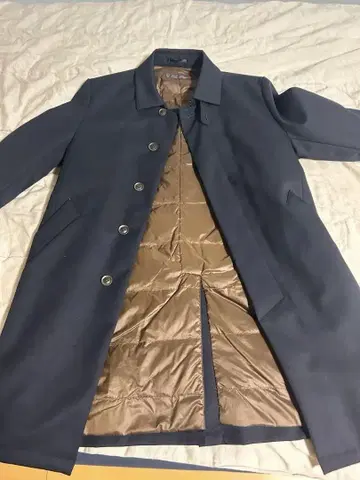 네이비 스텐카라 코트 Goose