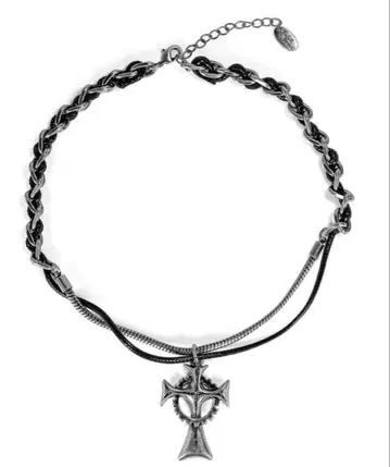 RosenKreuz guilty cross 가죽 목걸이