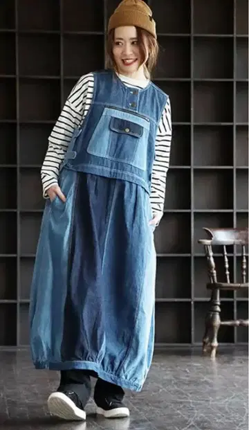 데님 오버롤 스커트 리메이크풍