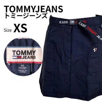 TOMMY JEANS 미니 스커트 XS 네이비 코튼 혼방 로고 벨트 포함