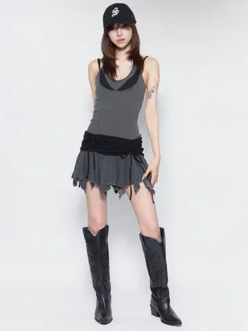 S shirring dress mini / theredthread