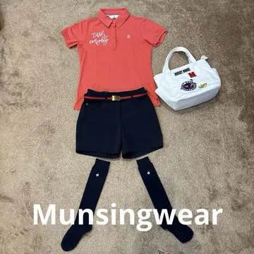 Munsingwear 코랄 피케 셔츠 M & 네이비 숏팬츠 S 세트