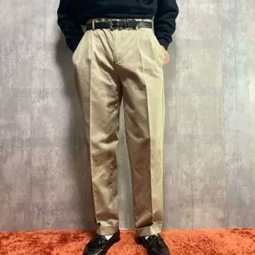 랜드 엔드 베이지 치노 팬츠 플리츠