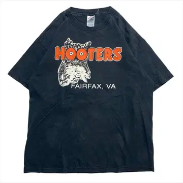 90s-00s Hooters 후터즈 티셔츠 블랙 구제 의류 남성용 L